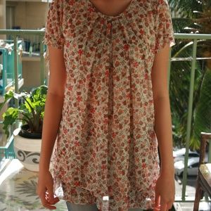 Women's Floral short sleeve tops / orenge
